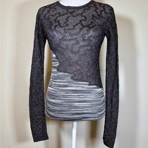 Missoni Black and Gray Lace Long Sleeve Top Size 2